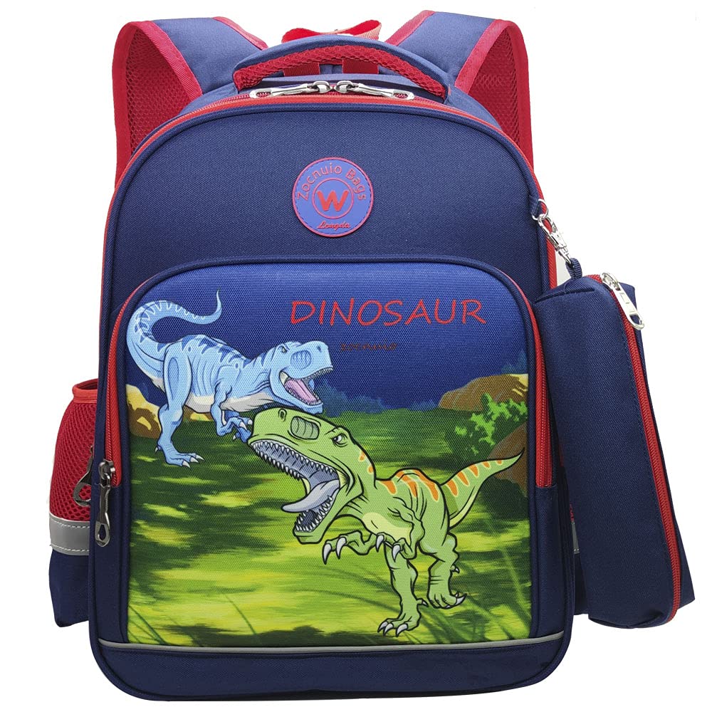 Lovely Fun Dinosaur Backpack for Kids Boys Elementary Children's Schoolbag Student Book Bag with Pencil Bag