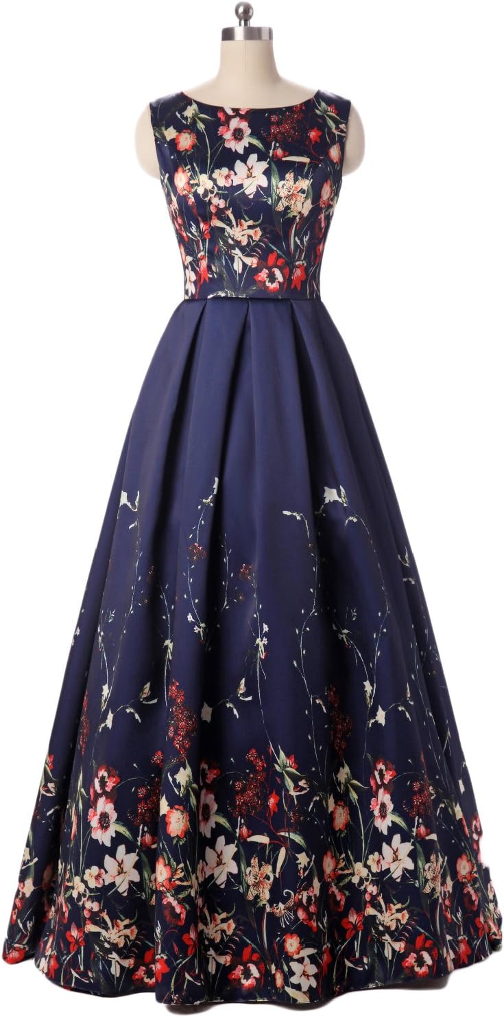 JoJoBridal Women's A Line Long Floral Print Prom Dresses Evening Gowns M158