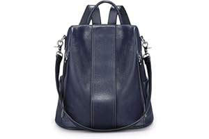 S-ZONE Leather Backpack Purses for Women Antitheft Rucksack Shoulder Bag Medium