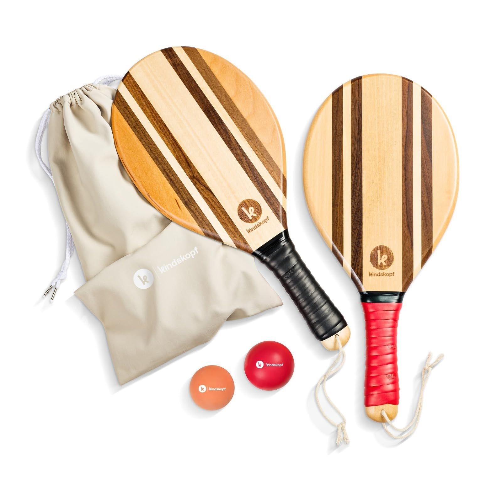 two46 | Premium Beach-Bat Set | Frescobol - The popular sport from South America | Handcrafted, rackets made of wood, ball choice for different levels, customized cotton bag (Rio Classico)