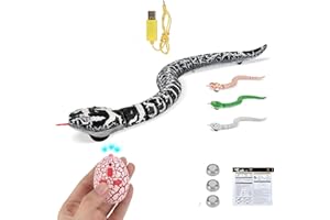 FauKait Remote Control Snake Toy RC&Robot Electric Snake Toy Fast Moving of Fake Rattlesnake Christmas Halloween Toys Party Favor Gifts Joke Prank for Kids Boys(Black)