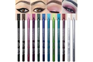 Colorful Eyeliner 12-Pack Set, Waterproof & Smudge-Proof Gel Pencils, Metallic and Shimmer Finishes for Creative Looks.