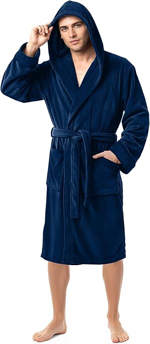 NY Threads Herren Ny Threads Bademantel mit Kapuze Bademantel mit Kapuze aus Fleece