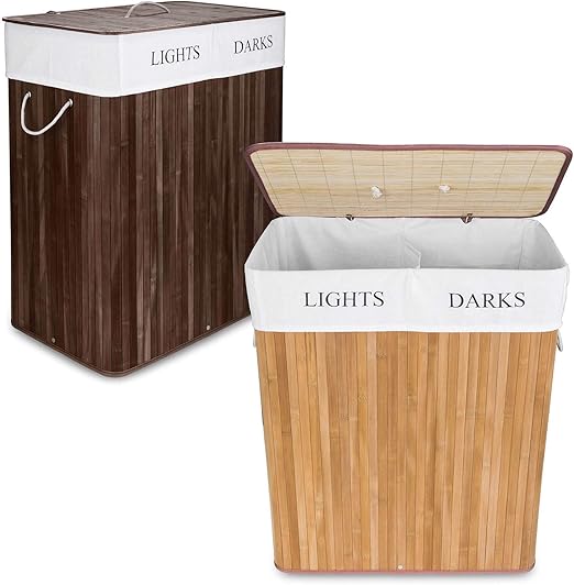 Goods & Gadgets Cesta de lavandería de bambú, colector de lavandería de