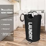 Maxsilan 90L Large Laundry Basket Freestanding Collapsible Black view 2