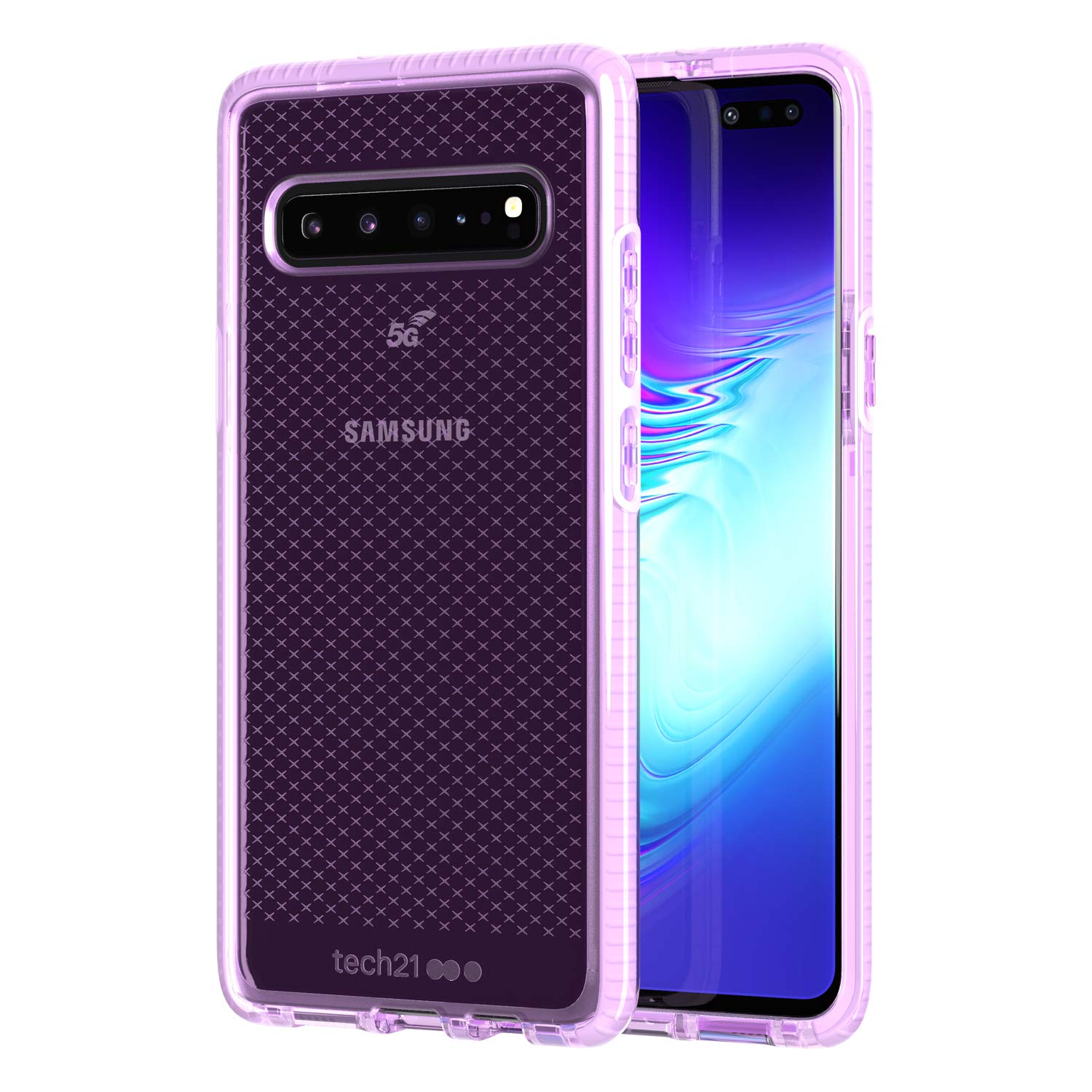 Photo 1 of tech21 - Evo Check Case - Compatible with Samsung Galaxy S10 5G - Mobile Phone Casing with Anti-Microbial Properties, Orchid