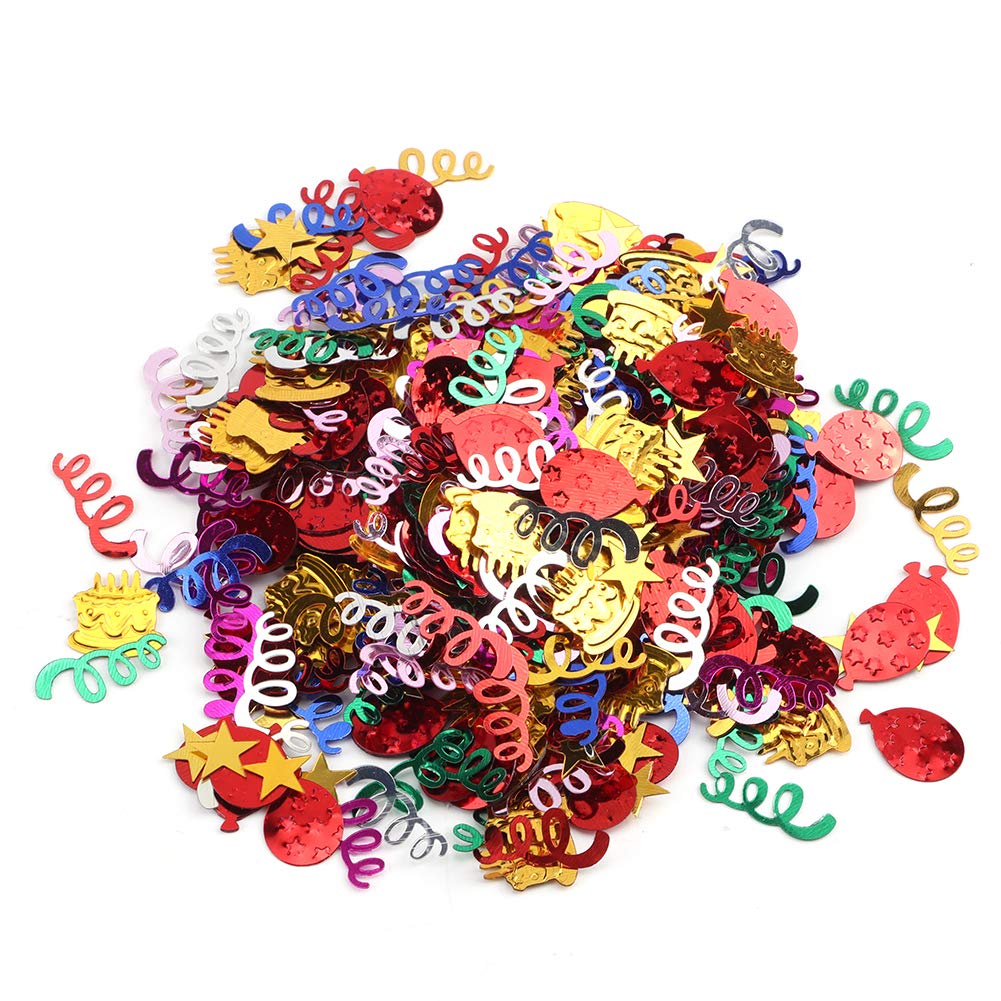 Birthday Wedding Party Balloon Colorful Sequin Confetti Decor Party Ornament Supplies 60g/Bag (Balloon Ribbon Cake Mixed)