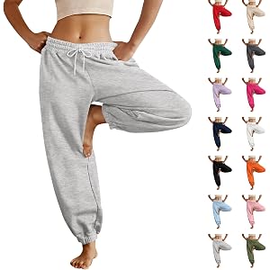 Fleece Jogger Sweatpants Women Comfy Straight Leg Yoga Pants with Pockets | Fleece Lightweight Joggers Women, Fall, Winter, R