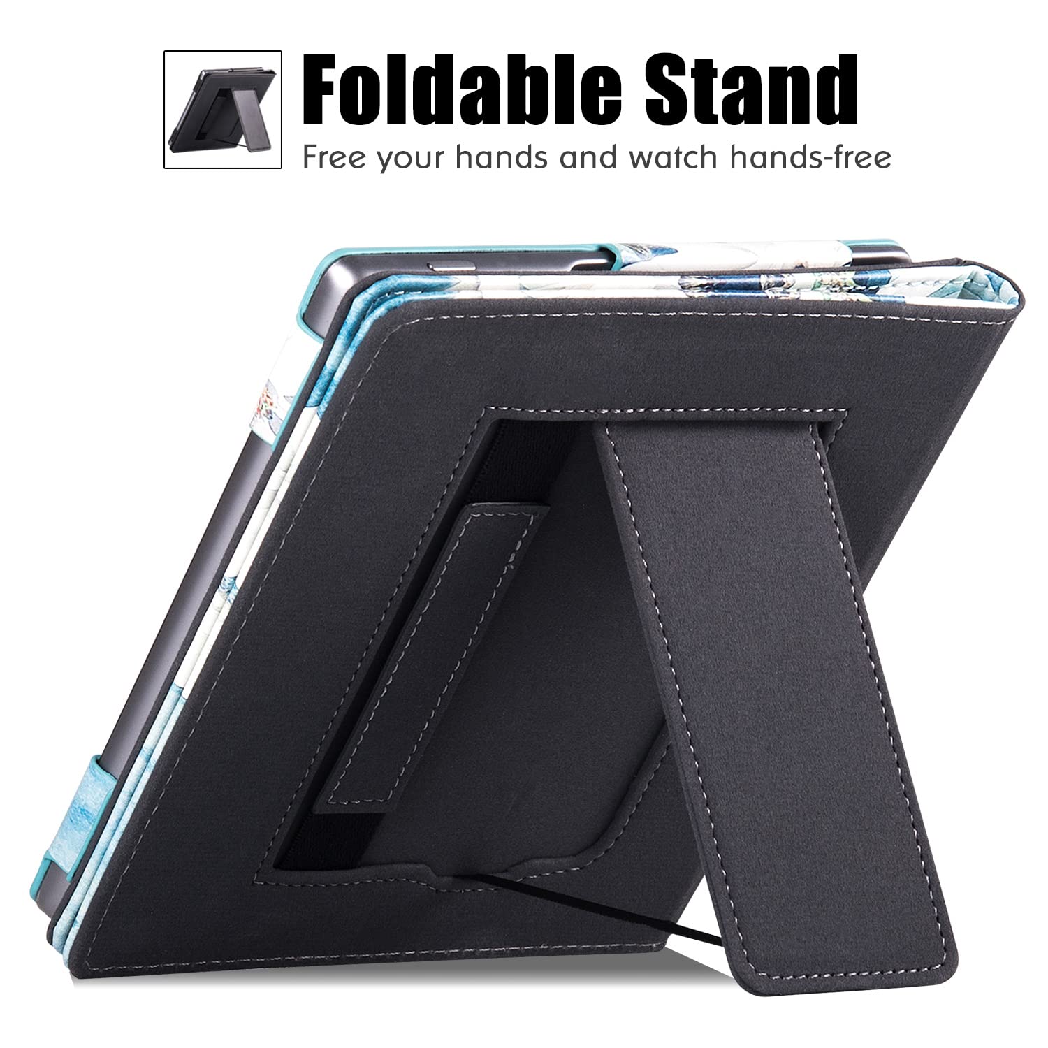 BOZHUORUI Stand Case for Kindle Oasis (9th Generation 2017 Release and 10th Generation 2019 Release) - PU Leather Folio Sleeve Cover with Hand Strap and Auto Sleep/Wake (Magnolia)