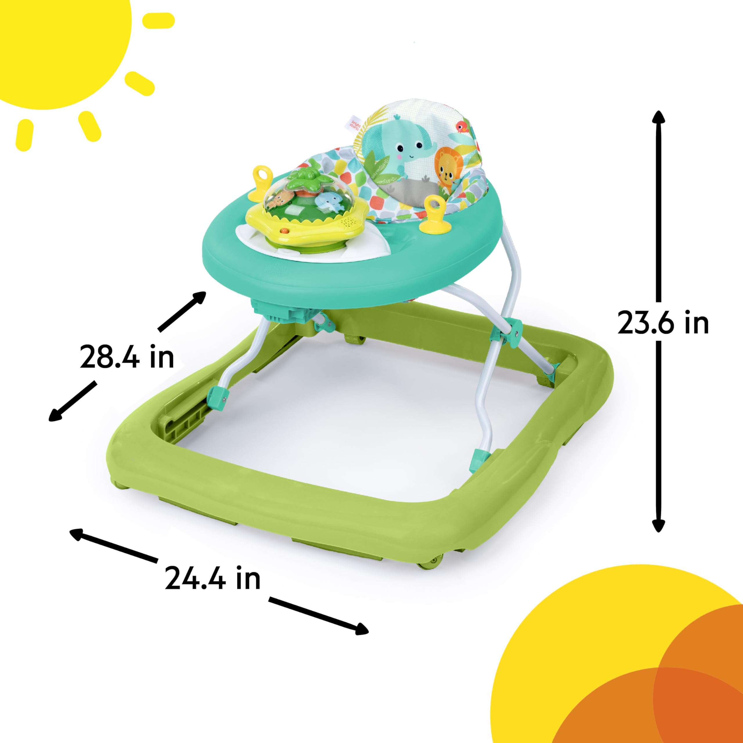 Bright Starts Wanderlights 2 Ways to Play Baby Walker, 10+ Melodies & Sounds, Light Up Spinning Toy, Ages 6 Months+