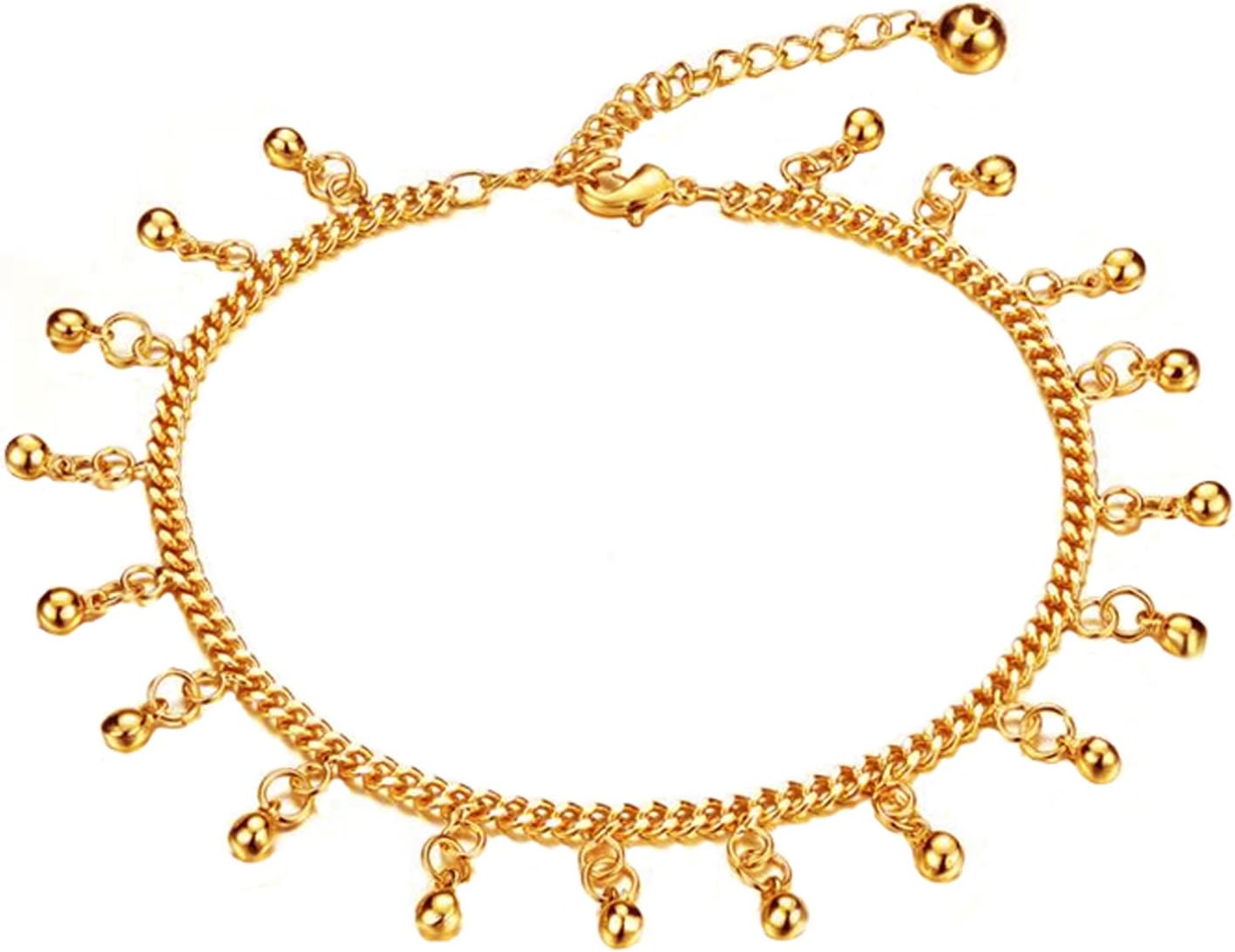 Aienid Women 18k Gold Plated Anklet Italy Adjustable Sandal Beach Barefoot Foot Chain Charm Ankle String