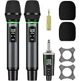 Aokeo Wireless Microphone, AK-22P Metal Wireless Mic Set with Case, Handheld Cordless Dynamic Microphones for Singing, Karaoke, Church, DJ, 130ft Range