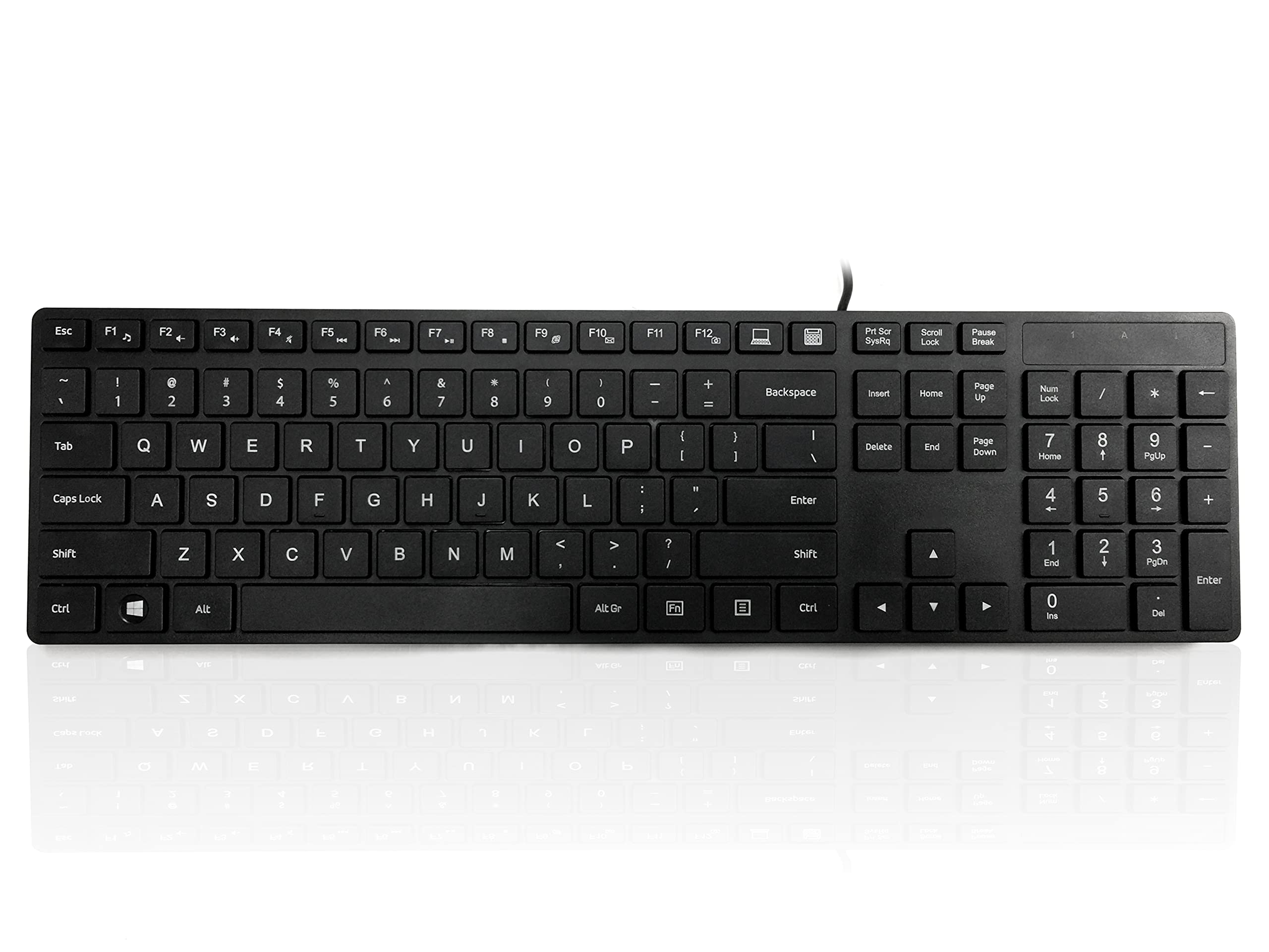 Accuratus 301 - US Layout - USB Full Size, Super Slim Multimedia Keyboard with Square Modern Keys - Black