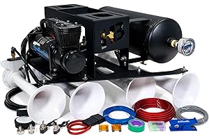 HORNBLASTERS Conductor's Special 244K Spare Tire Delete Train Horn Kit - Pickup Trucks & SUVs - Powerful & Easy Install - 12V & 150 PSI - Capable Onboard Air System (White Horns)