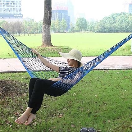 Blue Kalttoy Nylon Portable Mesh Hammock Hanging Sleeping Bed Swing Outdoor Tr