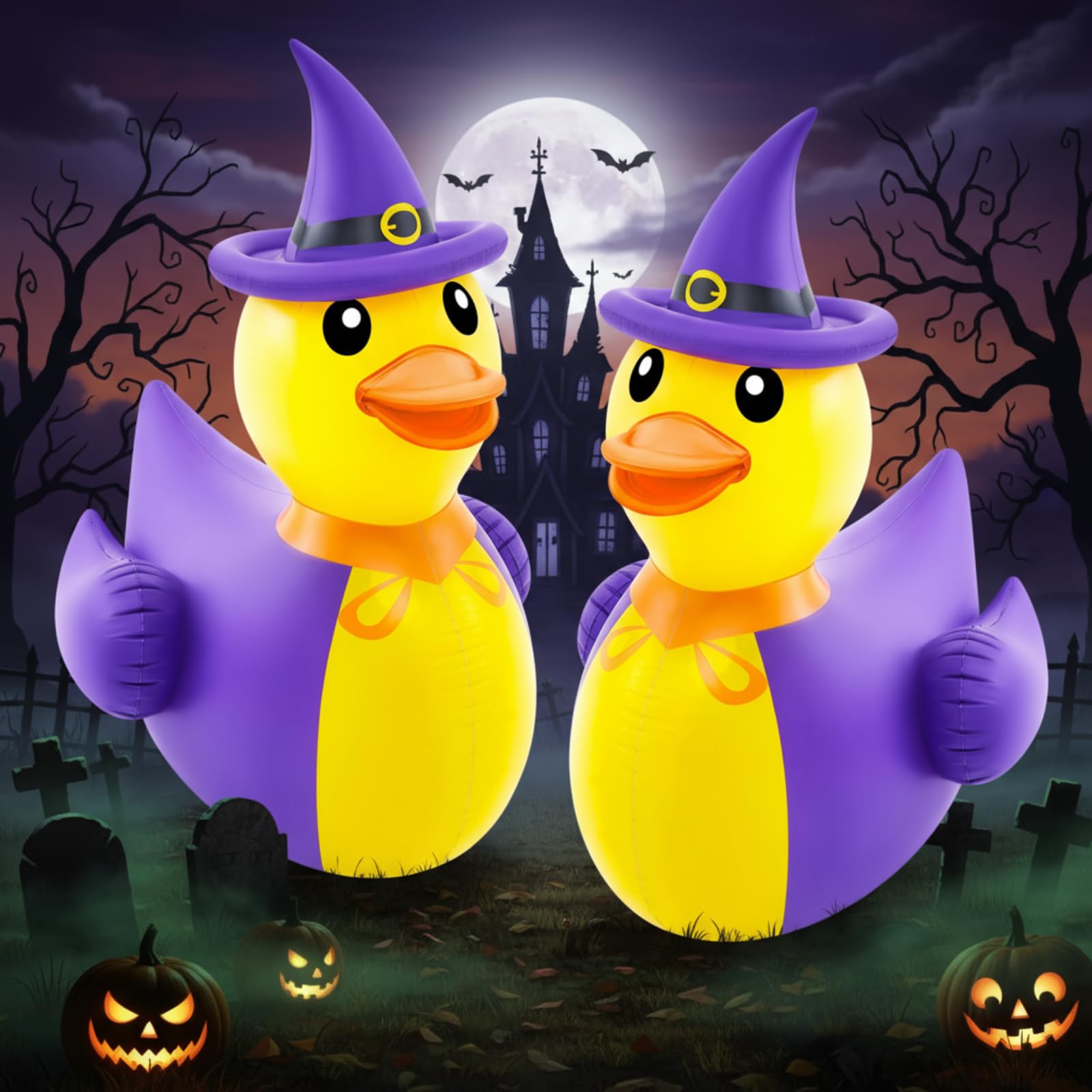 Photo 1 of (no motor) Hungdao 1 Pcs 4.6 Feet Giant Inflatable Halloween Duck Huge Halloween Large Blow up Rubber Duck