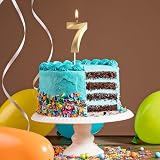 URAQT Birthday Candle 5D Gold Glitter 5.3in Cake Topper 2 Pieces view 5