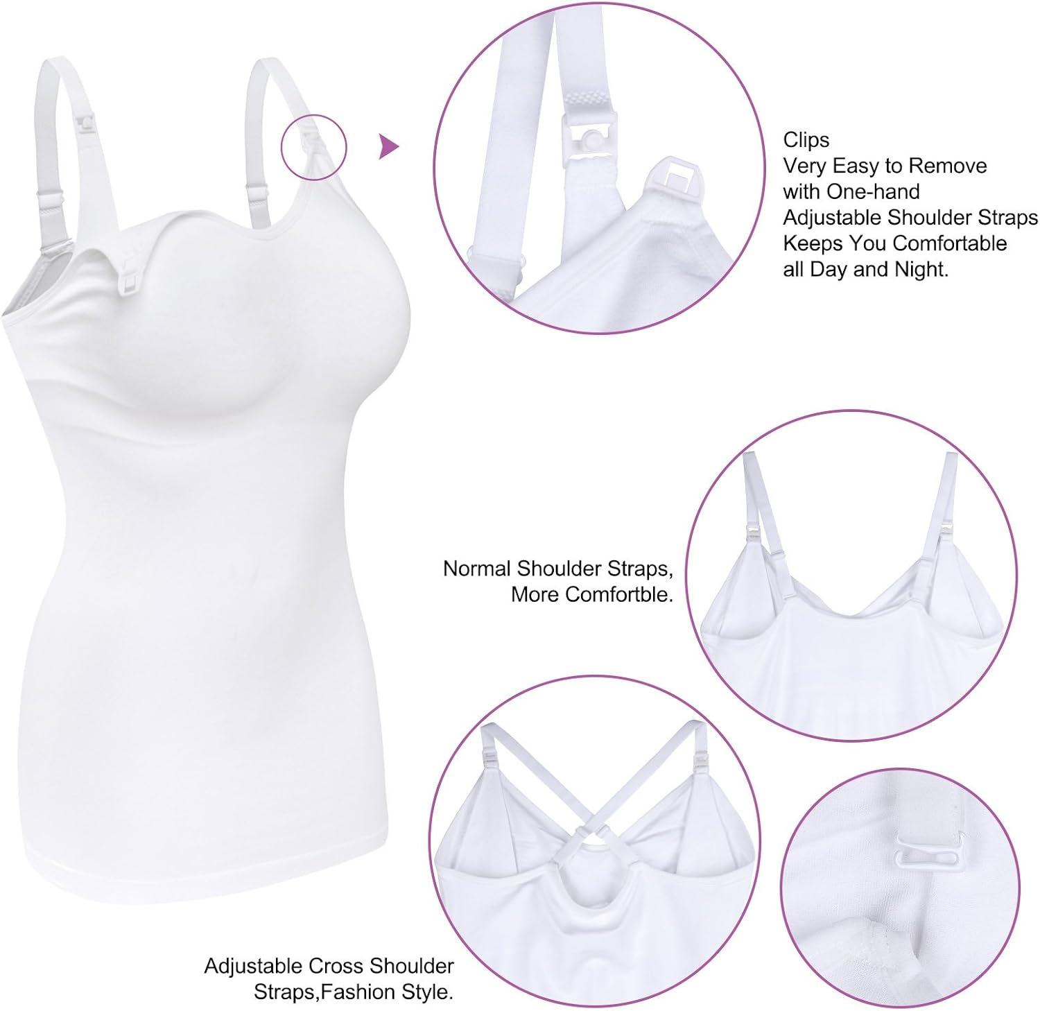 DAISITY Women's Nursing Tank Top Cami Maternity Bra Breastfeeding Shirts at  Women’s Clothing store