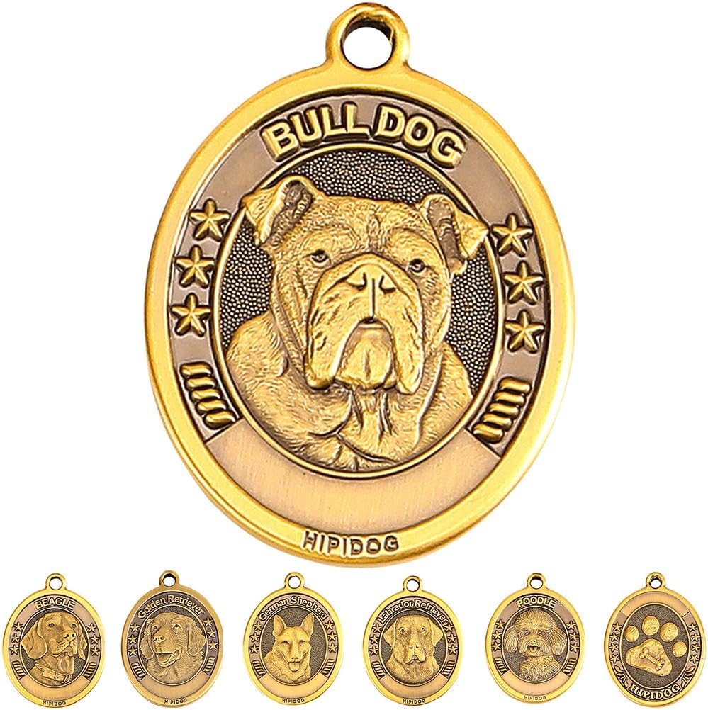 ChicDog Dog Tags Engraved Personalized Dog Name Tag Customized Pet ID Tags Large Brass 3D Military Small Dog Tag Ring Poodle/Bull Dog/Golden Retriever/German Shepherd/Beagle/Labrador Retriever/Paw