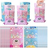 NF ORANGE 30Pcs Blue and Pink Dog Birthday Party Favor Bags,Cute Cartoon Dog Theme Birthday Party Supplies