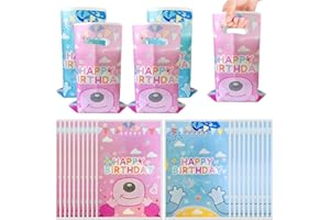 NF ORANGE 30Pcs Blue and Pink Dog Birthday Party Favor Bags，Cute Cartoon Dog Theme Birthday Party Supplies