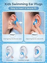 QQJOYCCI Kids Swimming Ear Plugs 3 Pairs Silicone Waterproof view 2