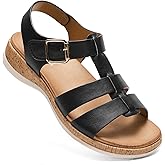 Littleplum Women Flat Sandals Arch Support Open Toe Slip on Gladiator Sandals Comfy Walking Summer Shoes for Beach Travel Casual Dressy