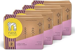 Nest Baby Diapers, Size 2, 11-18 lbs. (120 Count) Premium Diapers for Sensitive Skin, Gentle Plant-Based Materials, Fragrance