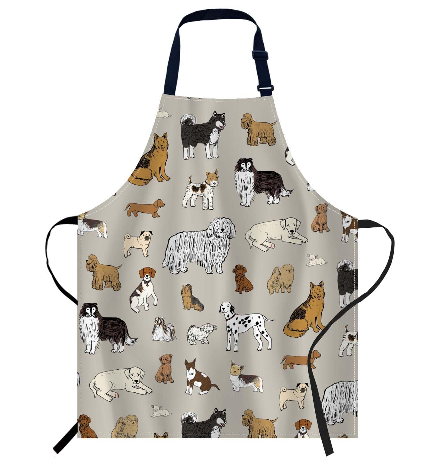 Smooffly Cute Dogs Animal Print Apron,Adjustable Neck Bib Apron for Men Women,Suitable for Kitchen Cooking Waitress Chef Apron — image 1