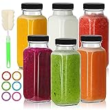 CAKKVDE 8 oz Glass Juice Bottles with Lids 6