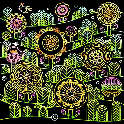 Healing for adults Scratch art Flower! Flower! Flower! (Japan import) 6sheets,scratch pen set
