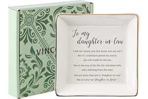 VINCOMIC Daughter In Law Gifts From Mother In Law-Ring Trinket Dish Jewelry Tray-You Are More Than A Daughter-In-Law,You Are Also My Daughter-In-Heart