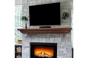 LXWZHK Rustic Fireplace Mantel Shelf, 72" Wooden Floating Shelf for Over Fireplace, Wall Mounted Fire Place Mantel, Farmhouse Hanging Floating Shelves, Brown