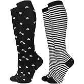 JMHACHY 2Packs Compression Socks for Women - 15-20 mmHg Graduated Circulation Support for Nurses, Athletes and Travel
