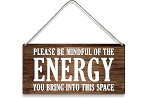 MIGUMUTU Country Style Wall Decor Be Mindful Quote Wooden Signs Rustic Hanging Wall Plaque Positive Energy Sign Home Decor Present