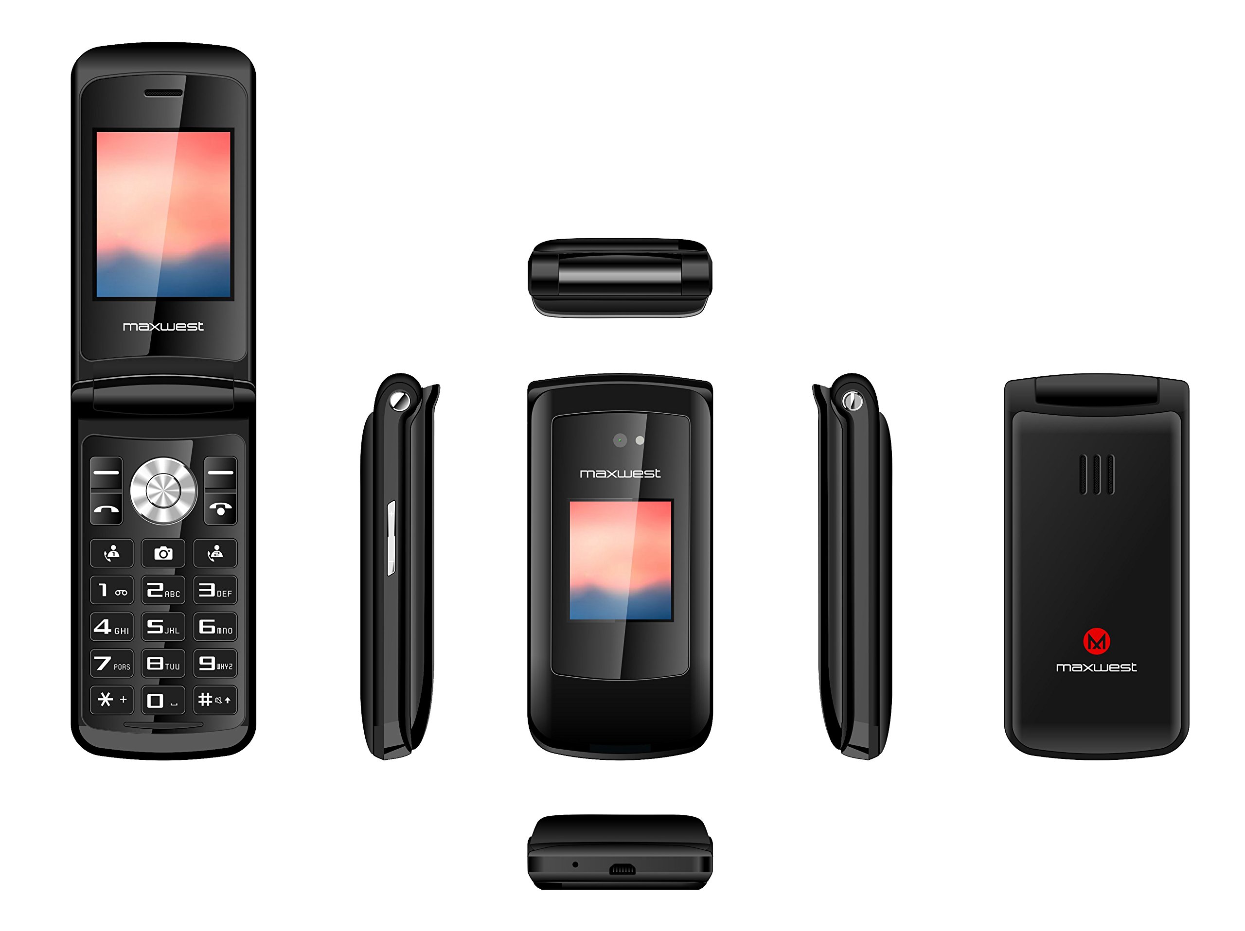 Flip Phone 3G GSM Unlocked BIG BUTTONS Dual Sim Maxwest Vice 3G FLIP