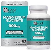 Qunol Magnesium Glycinate 300mg, 100% Glycinate Chelated Magnesium Supplement, 150ct Tablets