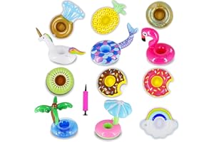 Zcaukya 12 Pack Inflatable Floating Drinking Holders, Drink Floats Inflatable Cup Coasters for Pool Party