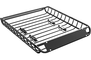 Soozier Roof Rack Cargo Carrier Basket, 330LBS Heavy Duty Roof Basket, 46" x 36" x 4.5" Rooftop Cargo Carrier for SUV, Truck,