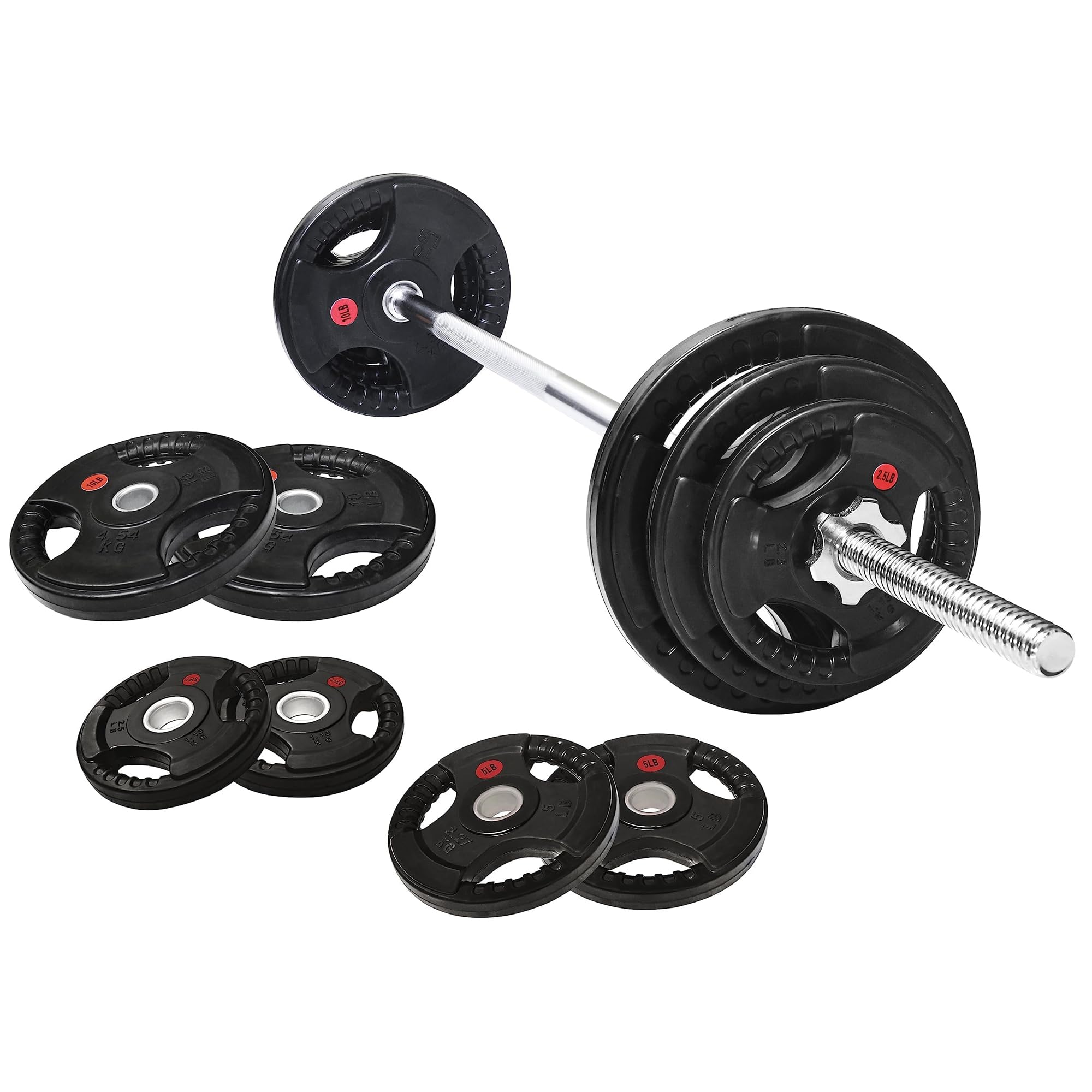 Photo 1 of ***Missing Barbell Bar*** Fitvids Barbell Weight Set, Cast Iron 1" Standard Weight Plates Including 5FT Standard Barbell Bar & Star Locks