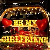 IFNCPF Be My Girlfriend Light Up Letters Proposing Decorations Set Includes 14 LED light letters and 1000 Rose Petals Valentine's Day Ornaments