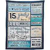 15 Year Old Boy Birthday Gift, Super Soft and Warm Happy Birthday Blanket, Digital Heartwarming Sentences Creative Design Ideal Gifts for 15th, 50"x60"