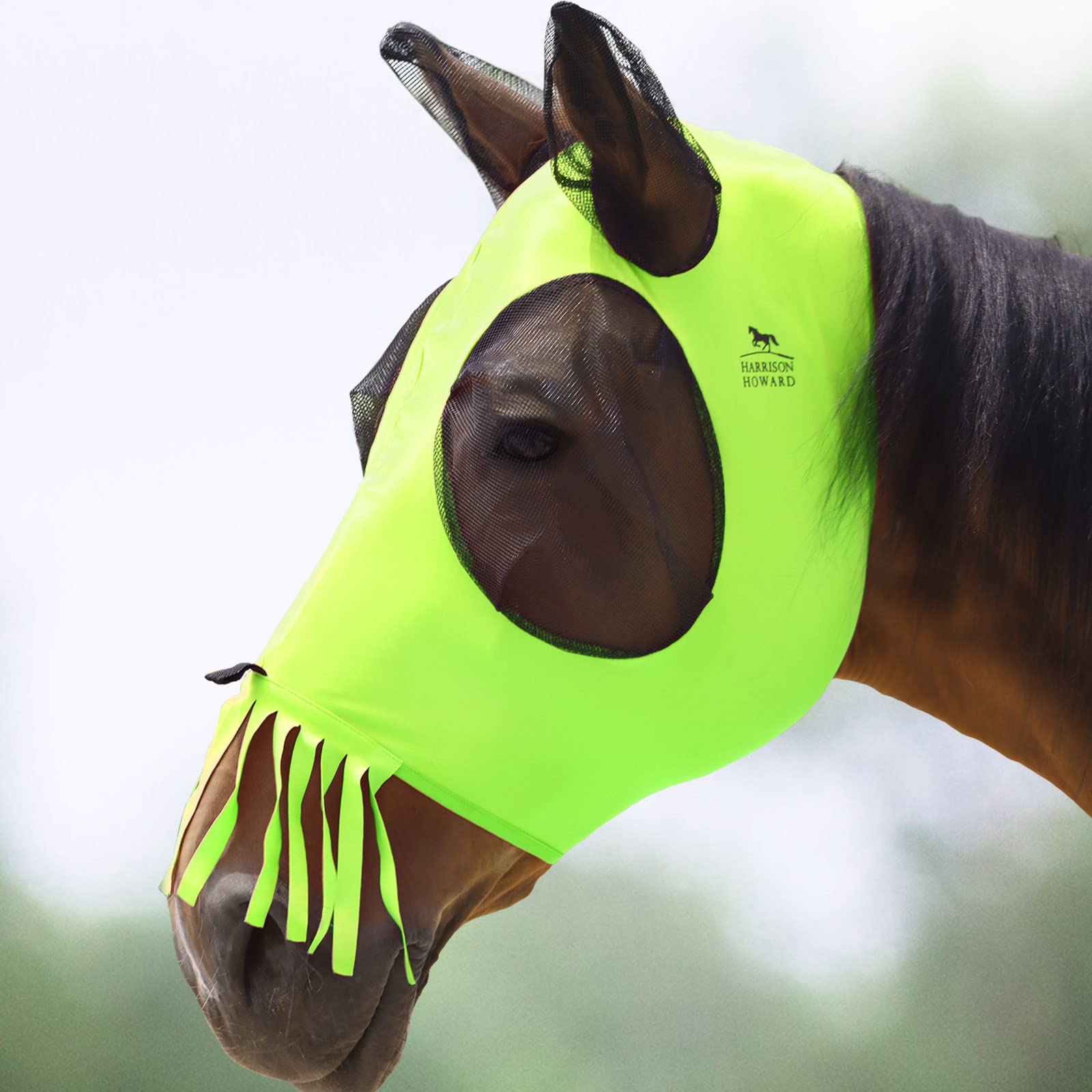Harrison Howard Superior Comfort Breathable Fly Masks Soft on Skin with Tassels Natural Nose Swatter