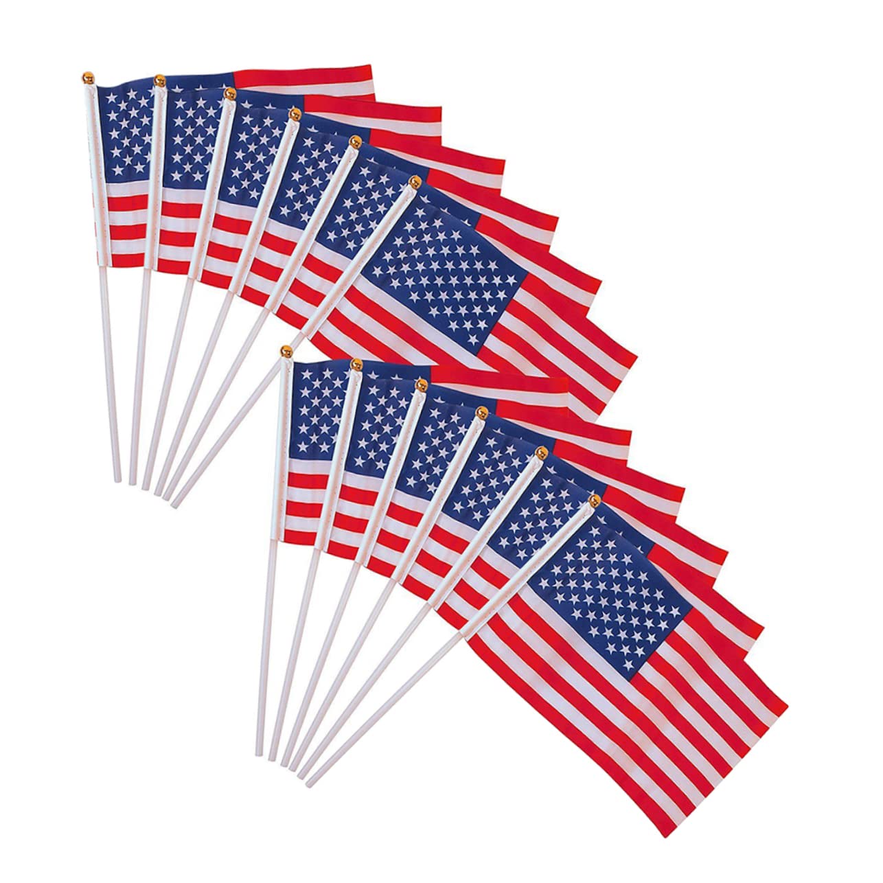 Yardwe 12pcs United States Flag Outdoor Flag Outdoor Decor Mini American Flags on Stick Hand Held Small Mini Flag Usa US Flag for Fourth of July Decorations Usa Flag Hand Waving Flag