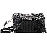 Kiss Sea Woven Crossbody Bags for Women Leather Shoulder Bag Small Clutch Purse with Adjustable Strap for Everyday Use