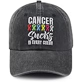 Cancer Such's in Every Color Hat for Women Men, Funny Adjustable Embroidered Cotton Red Pink Ribbon Cancer Awareness Caps