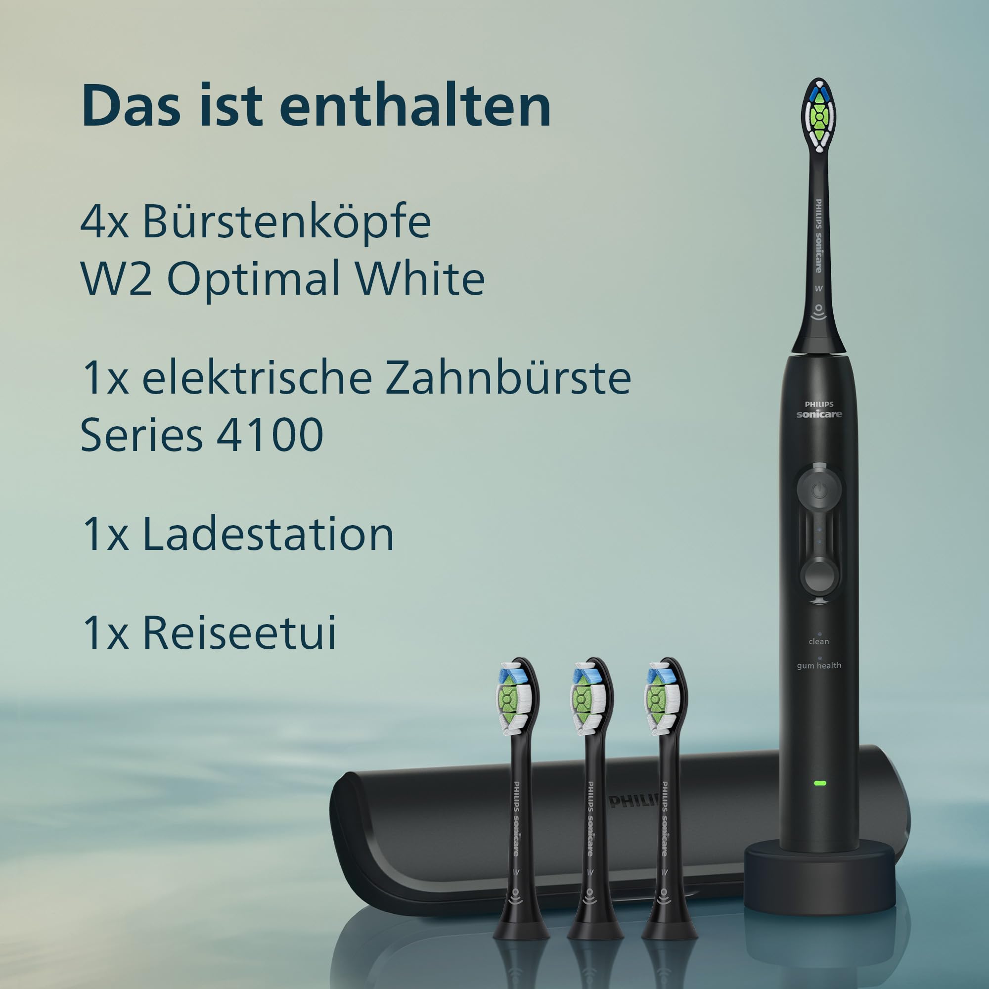 Philips Sonicare Series 4100 Elektrische Zahnbürste – Schallzahnbürste mit Drucksensor, 4 Putzeinstellungen, EasyStart, SmarTimer, 21 Tage Laufzeit, Reiseetui, Schwarz, HX4046/52, [Neu] 9