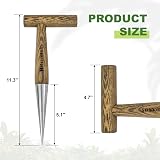Haliaeetus Garden Dibber L-Shaped Wood Handle 5" Depth Marks Stainless Steel Tip view 7