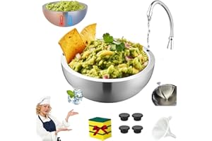 304 Stainless Steel Insulated Salad & Dipping Bowls, Double Wall Hot & Cold Serving Bowl, Freezable Dip Chiller 35/70oz (S)