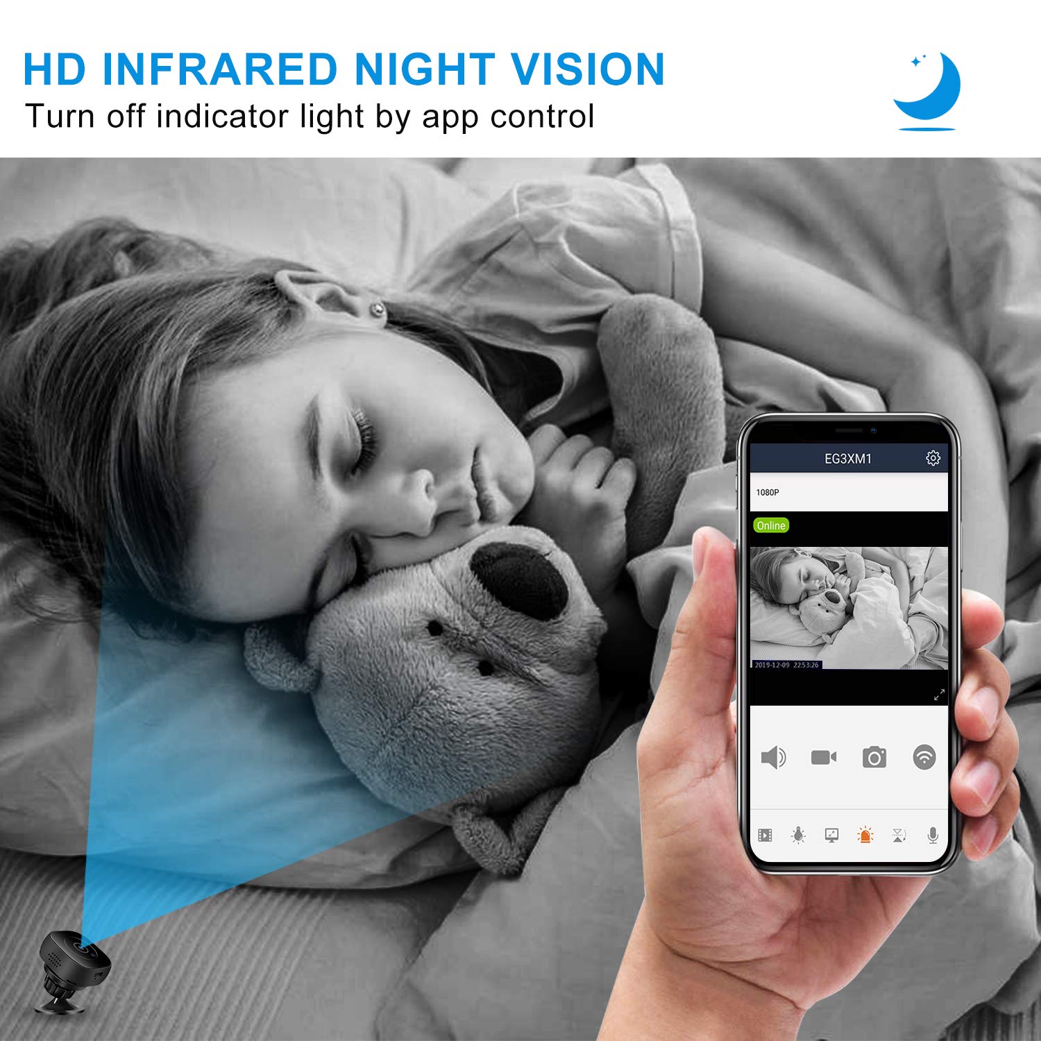 Mini Spy Camera Wireless Hidden WiFi Cameras, HD 1080P Live Streaming Small Nanny Camera with Night Vision and Motion Activated, Micro Security Body Cop Cam with Cell Phone APP for Home and Outdoor